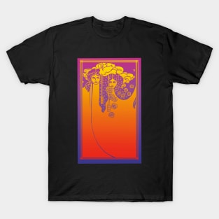 Art Nouveau Ladies (orange on purple) T-Shirt